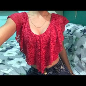 🌹Charlotte russe Deep V  Red Crop Top 🌹
